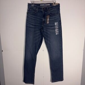 NWT Eddie Bauer 30x30 Men's Flex Straight Fit Denim Blue Jeans